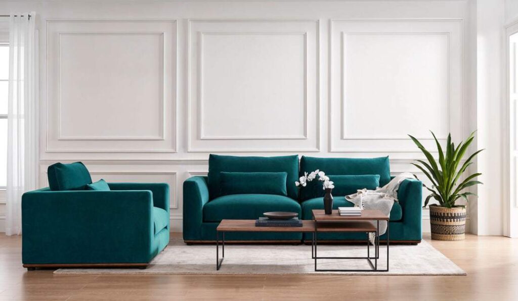 Тренды мебели для гостиной 2023 зеленый