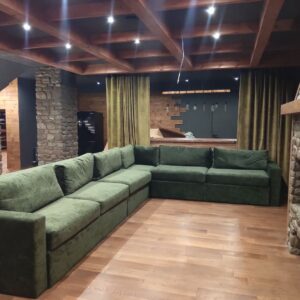 Угловой диван на заказ зеленый дизайнерский